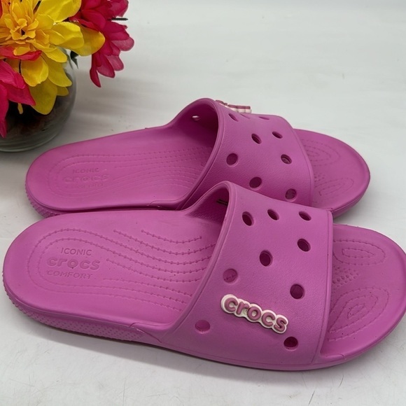 Crocs Purply Pink Slide Sandals Women's Size 11 CR4992 - Picture 3 of 8